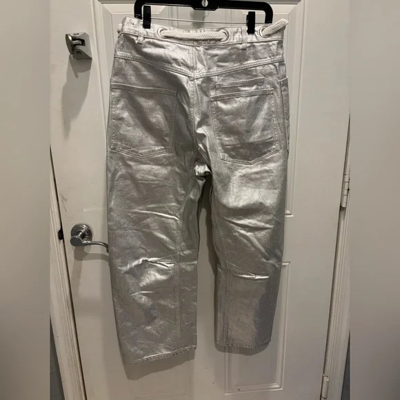 Free People Moxie Metallic Low-Slung Barrel Jeans 30 - Picture 4 of 5